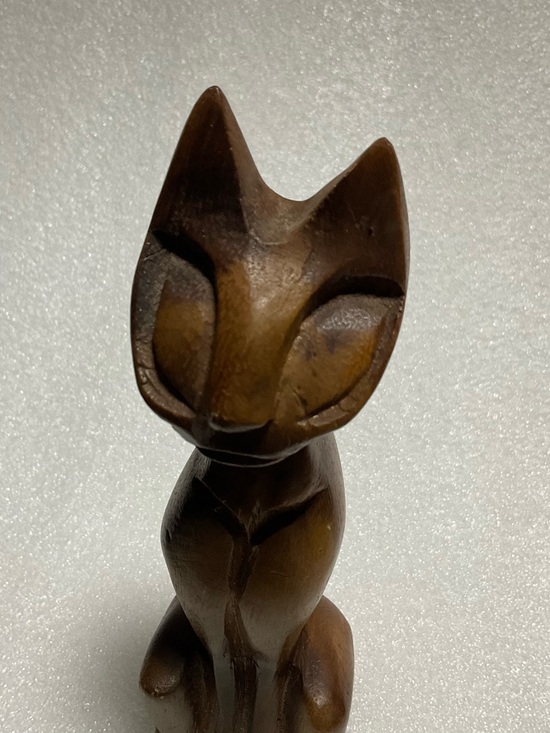 Hand Carved Wooden Siamese Cat Figure MCM Folk Art - Picture 2 of 7